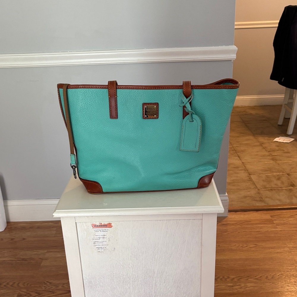 Dooney & Bourke Aqua and Brown Tote Bag